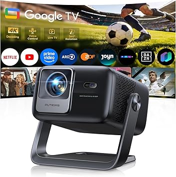 Smart Projector Google TV/360° Rotatable: 4K Projector with Auto Focus/6D Keystone Correction, 1080P Full HD WiFi6 & Bluetooth Home Cinema / Outdoor